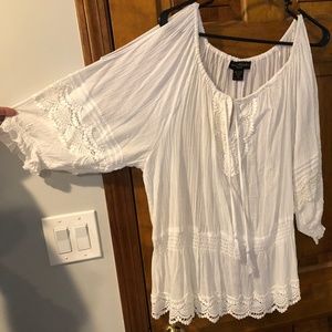 White Boho Cold Shoulder Top